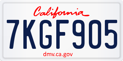 CA license plate 7KGF905