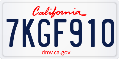 CA license plate 7KGF910