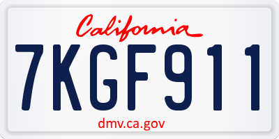 CA license plate 7KGF911