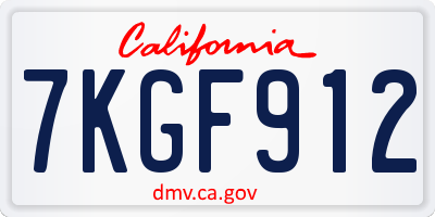 CA license plate 7KGF912