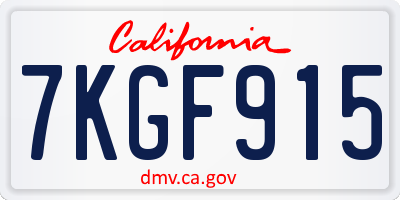 CA license plate 7KGF915