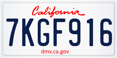 CA license plate 7KGF916
