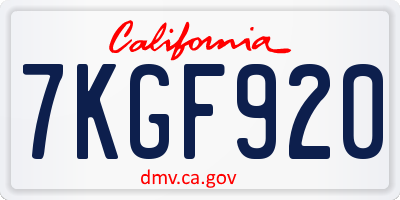 CA license plate 7KGF920