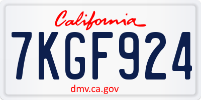 CA license plate 7KGF924