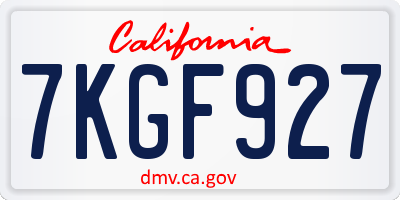 CA license plate 7KGF927