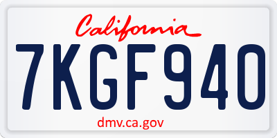 CA license plate 7KGF940