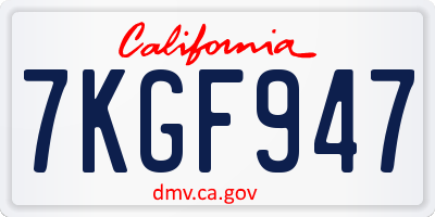CA license plate 7KGF947