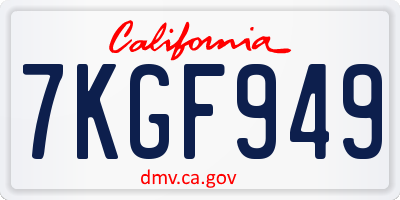 CA license plate 7KGF949