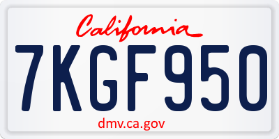 CA license plate 7KGF950