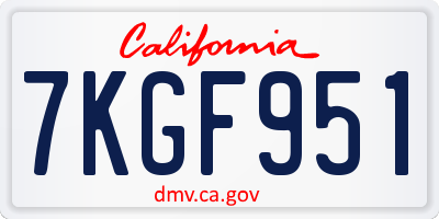 CA license plate 7KGF951