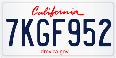 CA license plate 7KGF952