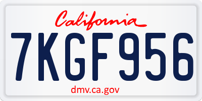 CA license plate 7KGF956