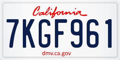 CA license plate 7KGF961