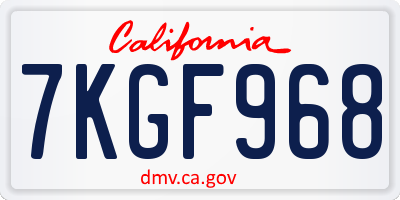 CA license plate 7KGF968