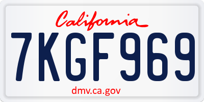 CA license plate 7KGF969