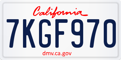 CA license plate 7KGF970