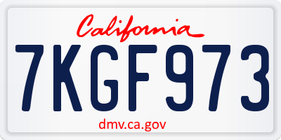 CA license plate 7KGF973