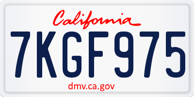 CA license plate 7KGF975