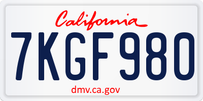 CA license plate 7KGF980