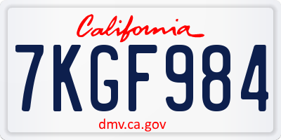 CA license plate 7KGF984