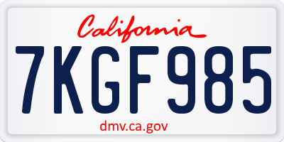 CA license plate 7KGF985