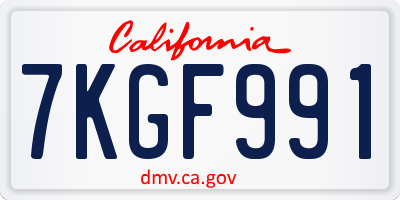 CA license plate 7KGF991