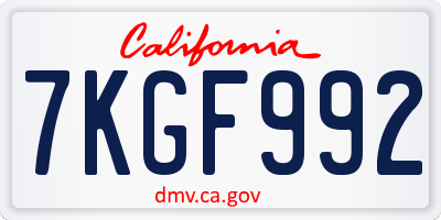 CA license plate 7KGF992