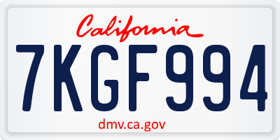 CA license plate 7KGF994