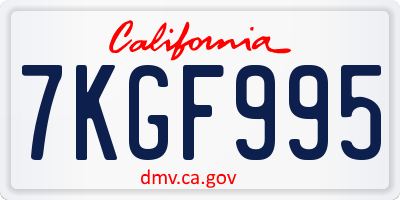 CA license plate 7KGF995