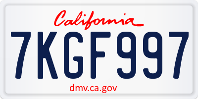 CA license plate 7KGF997