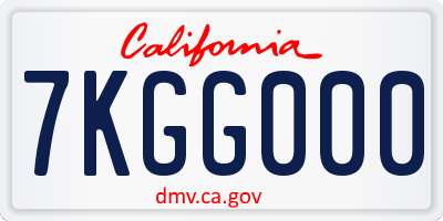 CA license plate 7KGG000