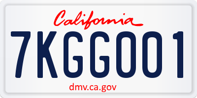 CA license plate 7KGG001