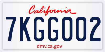 CA license plate 7KGG002