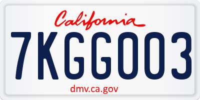 CA license plate 7KGG003