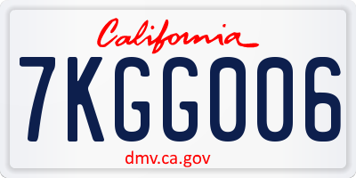 CA license plate 7KGG006