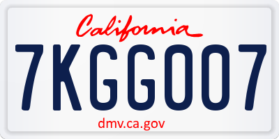 CA license plate 7KGG007