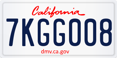 CA license plate 7KGG008