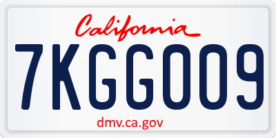 CA license plate 7KGG009