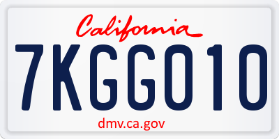 CA license plate 7KGG010