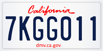 CA license plate 7KGG011