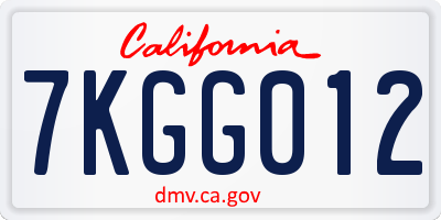 CA license plate 7KGG012