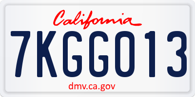 CA license plate 7KGG013