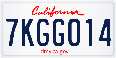 CA license plate 7KGG014