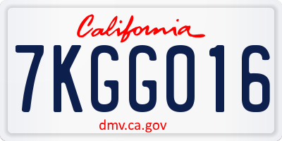 CA license plate 7KGG016
