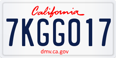 CA license plate 7KGG017