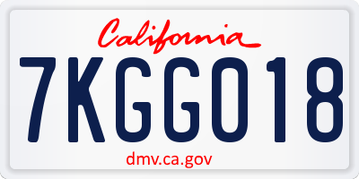CA license plate 7KGG018