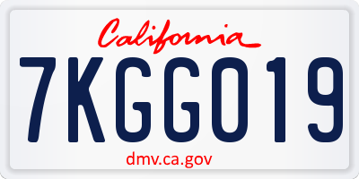 CA license plate 7KGG019