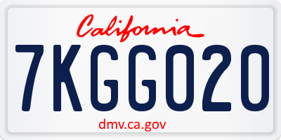 CA license plate 7KGG020