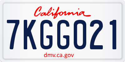 CA license plate 7KGG021