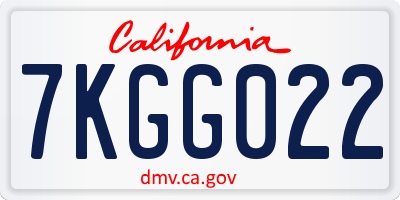 CA license plate 7KGG022